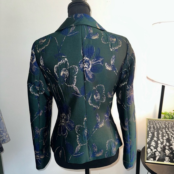 Tahari ASL Green and Blue Floral Blazer - Picture 3 of 5